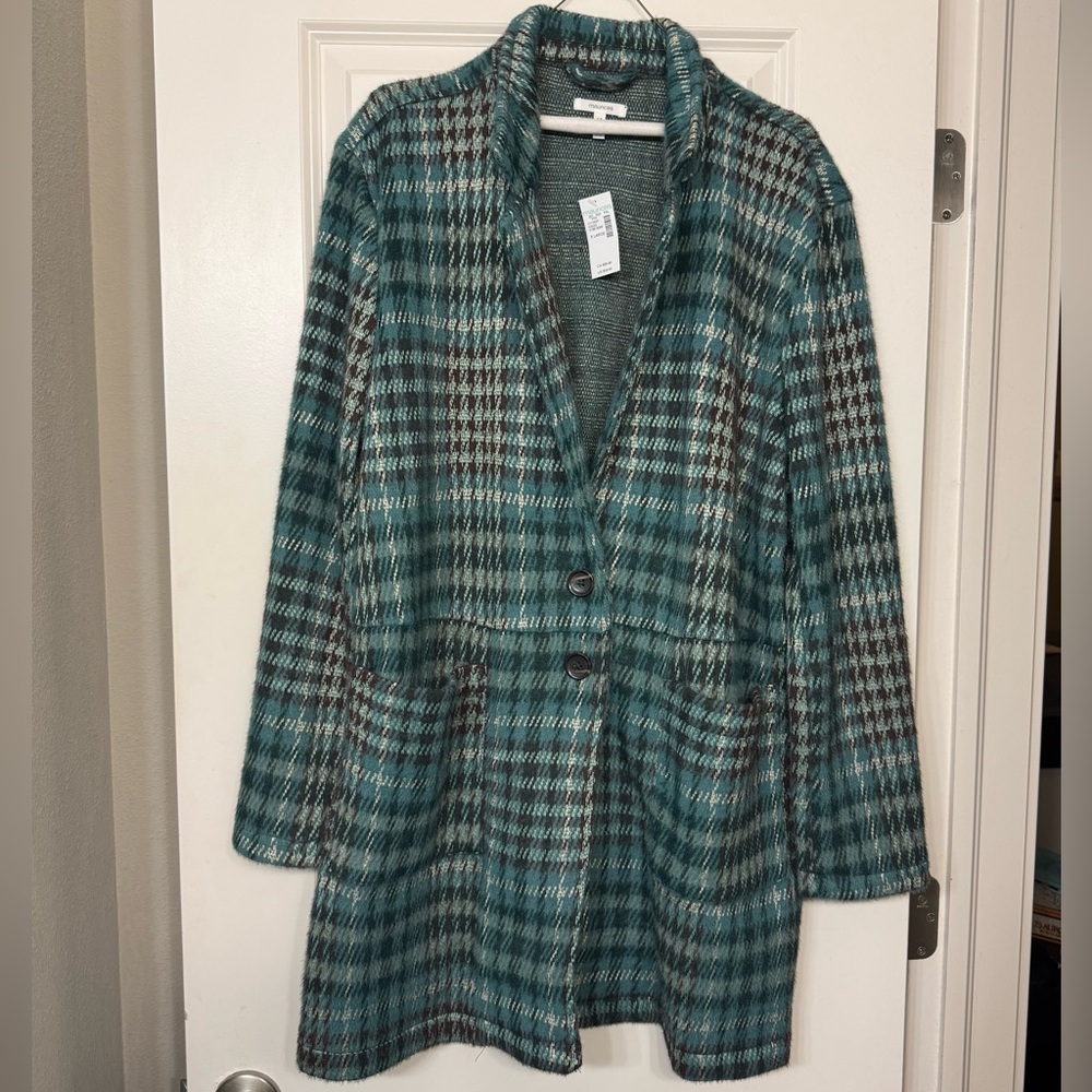 Maurices Teal Plaid Coat XL NWT!